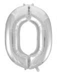 Joker - Foil Balloon Number 0 Silver 86 Cm - Peotarbed - 86 cm