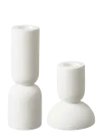 House Nordic - Thyra - Candle Holder, Limestone, White, Set Of 2 - Teek&uuml;&uuml;nlajalad - 7.5X7.5X15CM