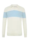 Davida Cashmere - Man Open Collar One Stripe - Pikkade varrukatega kootud polos&auml;rgid - XL