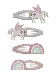 Mimi & Lula - 4 Clic Clacs - Unicorn And Rainbow - Juukseklambrid - ONE SIZE