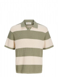 Jack & Jones - Jorliam Knit Stripe Split Neck Styd Ss26 - L&uuml;hikeste varrukatega kootud polos&auml;rgid - S