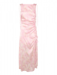 GANNI - Printed Stretch Satin Gathered Long Dress - Suvekleidid - 36