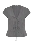 Weekday - Tie-Front V-Neck Cotton Blouse - Varrukateta - XS
