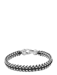 Nialaya - Men's Black Woven 8 Mm Box Chain Bracelet In Silver - K&auml;ev&otilde;rud - L
