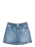 Lindex - Skirt Denim Emb Flowers - L&uuml;hikesed seelikud - 110