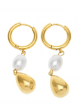 Timi Of Sweden - Laura - Pearl Hoop Earrings Stainless Steel - Rippuvad k&otilde;rvar&otilde;ngad - ONE SIZE