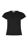 Weekday - V-Neck Slim T-Shirt - L&uuml;hikeste varrukatega - XXS