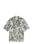 Tom Tailor - Loose Viscose Cotton Resort Shirt - Mustriga s&auml;rgid - L