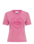 Ganni - Heavy Cotton Heart T Shirt - L&uuml;hikeste varrukatega - L