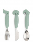 Done By Deer - Easy-Grip Cutlery Set Deer Friends Green - S&ouml;&ouml;giriistad - H:14.4CM