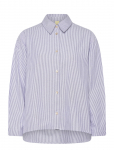Brixtol Textiles - Stella Dark Navy White Stripe - Pikkade varrukatega - L