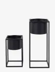 House Nordic - Mette - Flowerpots, Steel, Black, Set Of 2 - Lillepotid - 50.5X19.5X19.5CM
