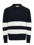 ONLY & SONS - Onskicker Life Rlx  Ls Cabel Polo Knit - Pikkade varrukatega kootud polos&auml;rgid - XXL