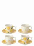 J-Line - S/4 Coffee Cup + Saucer Lem Wh/Yell L - Kohvitassid - &Oslash; 13.8 CM