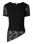 Pieces - Pcariana Ss Asymmetric Lace Top D2D - L&uuml;hikeste varrukatega - XS