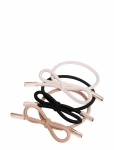 Corinne - Hair Tie Bow Metal Plain 3-Pack - Juuksekummid - ONE SIZE