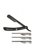 Parker - Ptabk Adjustable Push W. 3 Blade Option Metal Black Barber/Straight Razor - Pardlid - ONE SIZE