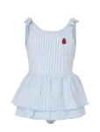 Vanilla Copenhagen - Baby Romper Swim Dress - Seersucker - Ladybug - Ujumisriided - 6-9M