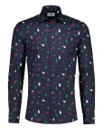 Lindbergh - Aop Christmas Shirt L/S - Vabaaja s&auml;rgid - S