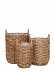 House Nordic - Leri - Baskets, Seagrass, Natural, Set Of 3 - Lillepotid - 37X31X31CM