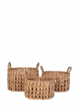 House Nordic - Tova - Baskets, Water Hyacinth, Natural, Set Of 3 - Hoiukorvid - 30X46X36CM