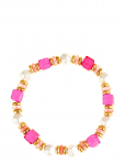 By Jolima - Pink Elastic Bracelet - P&auml;rlitega k&auml;ev&otilde;rud - ONE SIZE 6 cm