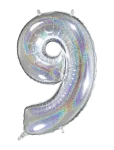 IPK - Number Foil 9 Hologram Silver 70 Cm - Laste s&uuml;nnip&auml;ev - 0