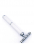 Parker - 70C - Unisex White & Chrome Handle Open Comb Head 3 Piece Safety Razor - Hair Removal - ONE SIZE
