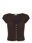 Monki - Short-Sleeved Crochet Top - L&uuml;hikeste varrukatega - M
