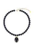 Bud To Rose - Retro Stone Necklace Black/Gold - Statement kaelakeed - ONE SIZE