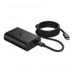 HP 65 W USB-C kahe portiga (45 W + 20 W) GaN vahelduvvooluadapter reisikohvri laadija / sobib ProBook 440 450 445 455, EliteBook 630 640 650 660 645 655 665 830 840 850 860 835 845 855 865, x360 1040 G6 G7 G8 G9 G10 G11, Dragonfly