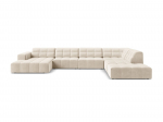 Jennifer &mdash; Panoramic Sofa - Silver (Bluvel 03) / Black Plastic / Left