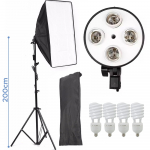 Softboks 235 cm, 4 pirni, 45W 5500K, softbox valgustuskomplekt, softbox komplekt, valgustuskomplekt softboksi ja pirnidega