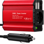 Auto inverter 12V&ndash;220V 150W, DC-AC muundur, 1 Schuko vahelduvvoolu pistikupesa ja topelt USB autolaadija adapter, auto pingemuundur, auto vooluinverter