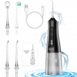 Veeirrigator hammaste puhastamiseks 350 ml, irrigatsiooniseade must, laetav hambapuhasti, suuvesiirrigator, veefl osser, hammastevaheline veepuhasti