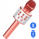 Juhtmevaba roosa karaoke-mikrofon, laste karaoke-mikrofon, Bluetooth-karaoke-mikrofon, karaoke mikrofon lastele, Bluetooth mikrofoni karaoke, juhtmevaba karaoke mikrofon