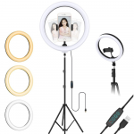 LED r&otilde;ngaslamp statiiviga, 192 cm telefonihoidikuga LED ringvalgus, vlogimise r&otilde;ngaslamp, selfivalgusti