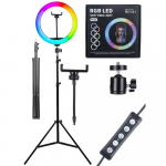 RGB LED r&otilde;ngaslamp statiiviga, 192 cm telefonialusega r&otilde;ngasvalgusti, selfie-valgusti, vlogivalgusti