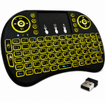 Mini juhtmevaba klaviatuur RGB LED-taustavalgustusega ja puuteplaadiga, v&auml;ike traadita klaviatuur puuteplaadiga, mini kaugjuhtimisklaviatuur