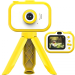 Laste digikaamera statiiviga, kollane, lastekaamera, laste fotoaparaat, laste digitaalne fotoaparaat, laste m&auml;ngukaamera