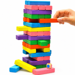 V&auml;rviline puidust tornim&auml;ng klotsidega, Jenga-t&uuml;&uuml;pi v&auml;rvilised puidust klotsid, puidust v&auml;rviline ehitustornim&auml;ng