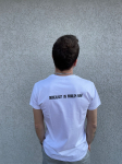 Unisex valge T-s&auml;rk prinditud, naljakate kirjadega, originaal T-s&auml;rk, Oboscalas? Probleem?