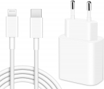 iPhone Lightning-kaabel, laadija USB Type-C otsaga ja adapteriga, 2 GB, 2 m, 20 W kiirlaadimine
