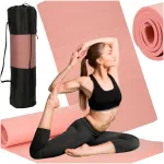 Jooga v&otilde;imlemine treeningmatt fitness karimata paks 1.5cm roosa + kate