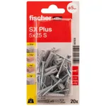 FISCHER t&uuml;&uuml;blid koos kruvidega SX Plus S, 5x25 mm, 20 tk