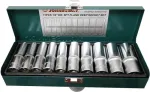 Pikkade padrunotsikute 1/2" 6-kantsete komplekt, 11 tk (S04HD411S, JONNESWAY)