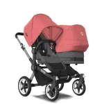 Bugaboo Donkey 5 Duo, tekstiil hall melange, kapuuts p&auml;ikeset&otilde;usu punane, must