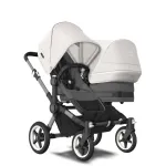 Bugaboo Donkey 5 Duo, tekstiil hall melange, kapuuts udune valge, must