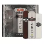 Cuba Black Gift Set kinkekomplekt 100 ml EDT, After Shave Cuba Black 100 ml and deospray Cuba Black 200 ml