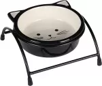 Flamingo Ansu Cat Ceramic Bowl with Stand Black & White 230 ml